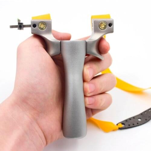 New Aviation Aluminum Handle Precision Flat Rubber Band Precision Outdoor Competitive Hunting Catapult Slingshot Toys For Boys