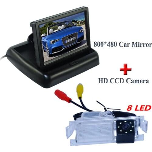 Original car rear view set 170 angle car parking camera 8 brigh lights +800*480 foldable monitor balck for Kia K2 Rio Hatchback