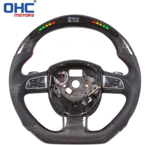 Performance 100% Real Forged Carbon Fiber LED Display Steering Wheel compatible for Aud-i A1 A2 A3 A4 A5 RS3 RS4 RS5 S3 S4 S5