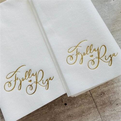 Romantic First Name - Personalized Wedding Napkins, Rehearsal Dinner, Engagement Party, Custom Bar Napkins, Wedding Napkins