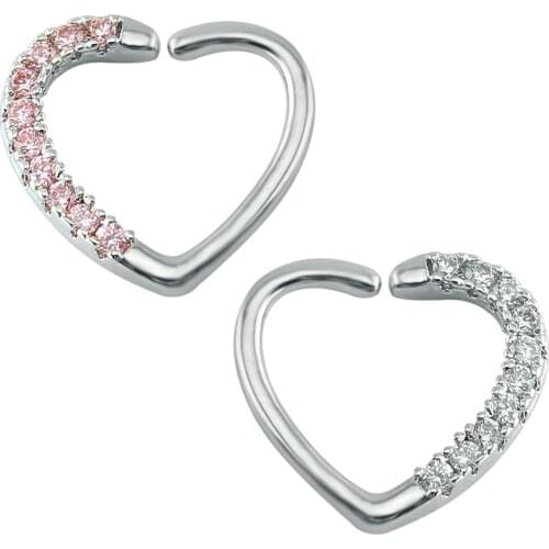 Crystal Ear Cuff Heart No Pierced Ear Clip Earring Stainless Steel Ear Clip Earrings Fake Piercing Punk Women Earrings Jewelry