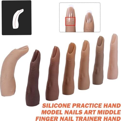 7.5cm Silicone Nail Art Training Hand Fake Finger Natural Nail Tips Manicure Tool Nail Practice Model Display Finger Bendable