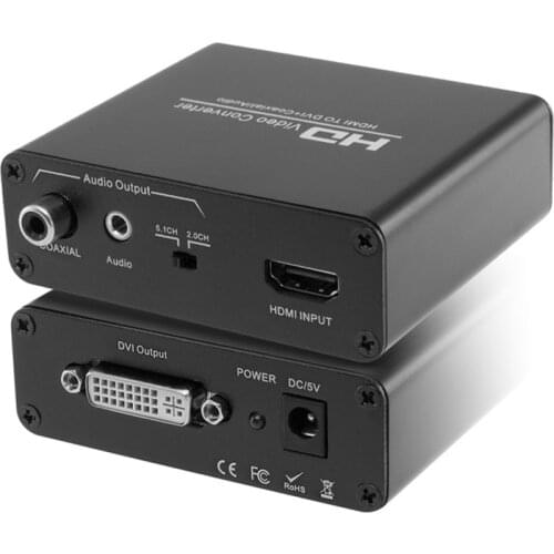 Compatible-HDMI to DVI converter with audio HDMI-Compatible to DVI+Stereo audio+Coaxial Digital audio for PC laptop