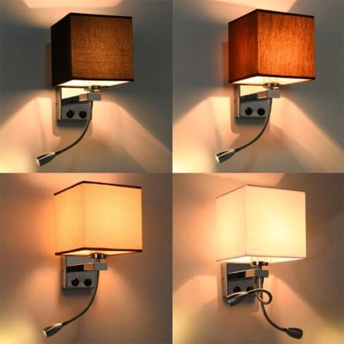 Modern Bedside Cloth Art Wall Lamp Pendulum Arm Led Bedroom Living Room Corridor Hotel Wall Light Double Switch And Light Source