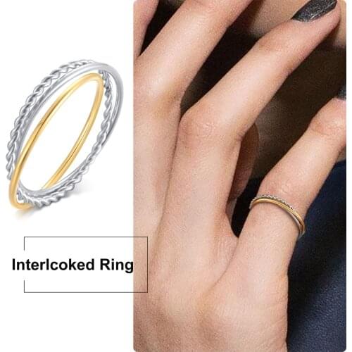 Ultra Thin 1mm Stainless Steel Interlocking Rings for Women, Twist Rope Rolling Ring, 3pieces Set Jewelry