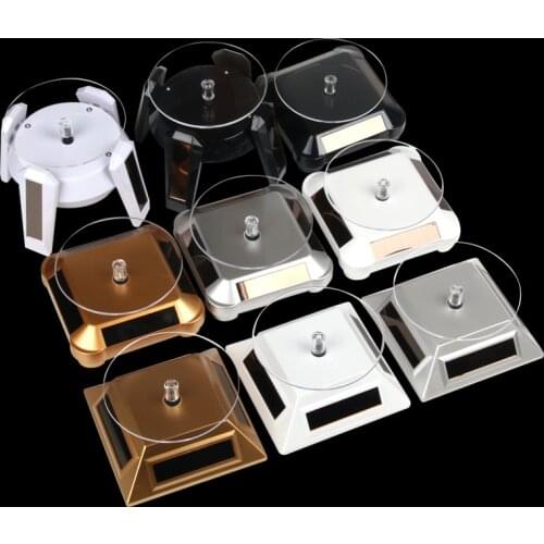LED Light Solar Rotating Display Rotate Bracelet Jewelry Display Stand Holder Rotating Display Base Ring Turntable Stand Holder
