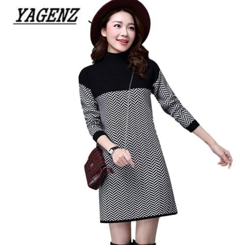 Warm lady pullover sweater dress Korean fashion thick turtleneck wool knitted sweater slim long-sleeved lady winter sweaters 3XL