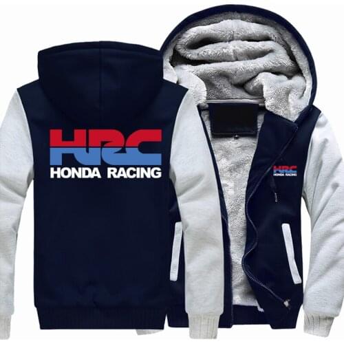 New Winter HRC Racing Logo Hoodies Jacket Men Fashion High Quality Casual Wool Liner Fleece Sweatshirts Male Hoody Coat
