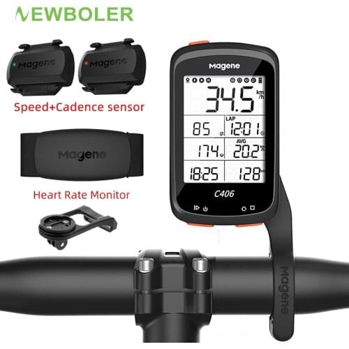 Magene GPS Bicycle Computer C406 Rechargeable Bike Speedometer Sync to Strava Bluetooth ANT + Heart Rate Monitor Cadence Sensor