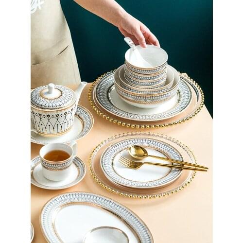 Vintage Nordic Dinnerware Gold Inlay Ceramic Noodle Bowl Food Rice Bowl Soup Bowl Decorative Snack Bowl Salad Bowl Japanese Bowl