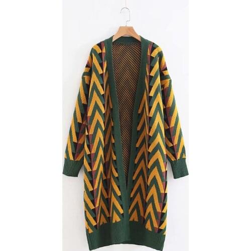 Women Long Sweater Cardigans 2020 Autumn Winter Long Sweater Jacket Geometric Knit Cardigans Long Overcoat winter coat woman