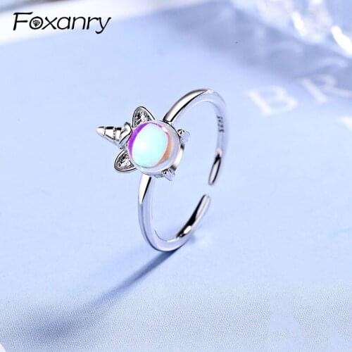 Evimi 925 Sterling Silver Creative Unicorn Finger Ring for Women New Terndy Rhinestone Handmade anillos Engagement Jewelry