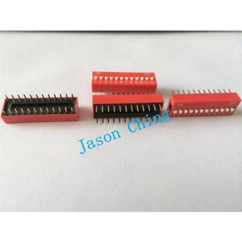 100pcs 12P 12 Position DIP Switch 2.54mm Pitch 2 Row 20 Pin Slide DIP Switch