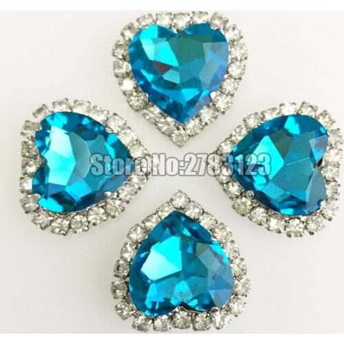12mm 10pcs/20pcs Lake blue heart shape Crystal buckle, high quality Glass sew on stones,flatback loose rhinstones diy SKHY13