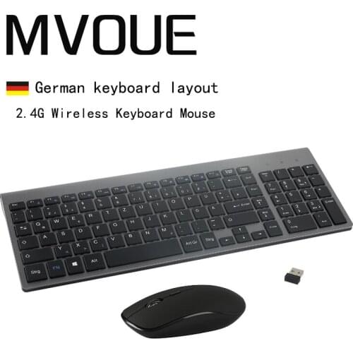 2.4G Wireless Thin Keyboard and Mouse, The German keyboard layout USB Slim with Numeric Keypad Compatible with Mac Windows