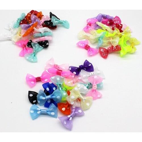 40pcs Mixed Ribbon Bowknot Craft Applique DIY Grosgrain Dots Bow Tie Scrapbooking Wedding Decoration 3.5x2.5cm