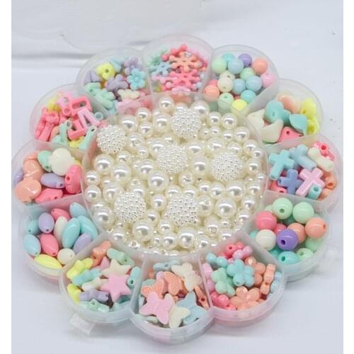 420pcs/set Of Diy Handmade Beaded Bead Toy Set Kids Knitting Necklace Headband Bracelet Jewelry Girl Creative Toy Set Gift