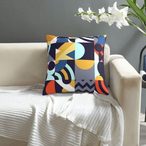 Abstract Geometric Patten Of Multicolored Primitive Shapes pillowcase printed cushion cover sofa waist pillow pillow cover