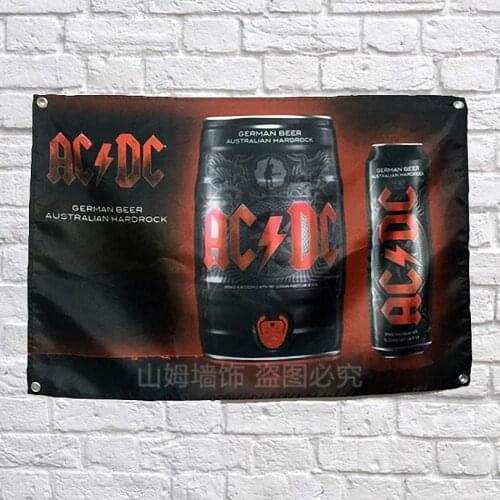 AC DC BEER Banners Hanging Flag Wall Sticker restaurant Cafe beer workshop Restaurant locomotive club Live background decoration