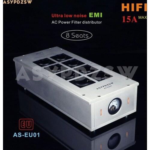 AS-EU01 Ultra low noise HIFI EMI 15A AC Power Filter distributor 8 Schuko power purification filter socket