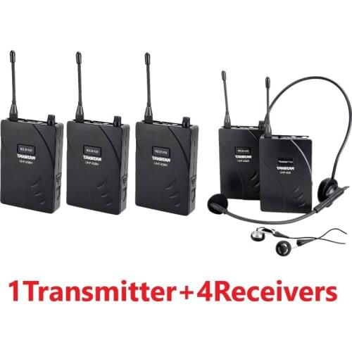 Takstar UHF-938/ UHF938 Wireless Tour Guide System UHF 50m Operating Range 1 Transmitter+4 Receivers use for Tour guiding