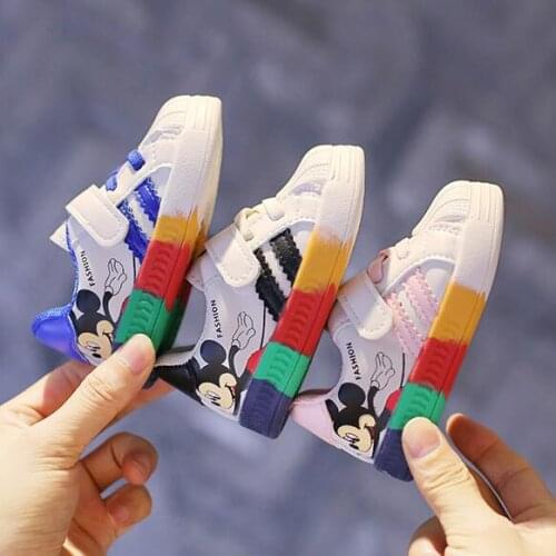 Disney Mickey Spring Autumn Girl Baby Socks Shoes Boys Sneakers Non-slip Soft Bottom Toddlers Kids Single Shoes
