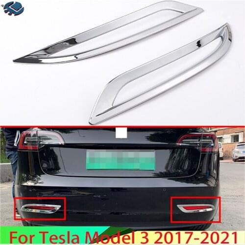 For Tesla Model 3 2017 2018 2019 ABS Chrome Rear Reflector Fog Light Lamp Cover Trim Bezel Frame Styling Garnish