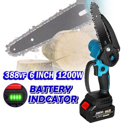 1200W Mini Electric Chainsaw 6 Inch With Battery 128VF/388VF Rechargeable Woodworking Tool For Makita 18V Battery EU Plug