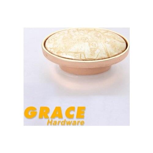 European Furniture Ceramic Handle Antique Cabinet Drawer Chest Door Knob Rose Gold (D:53mm)