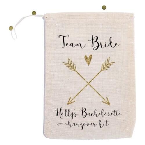 Personalized names team bride wedding favor gift bags Bachelorette Hangover Survival Kit bridal shower party Candy pouches