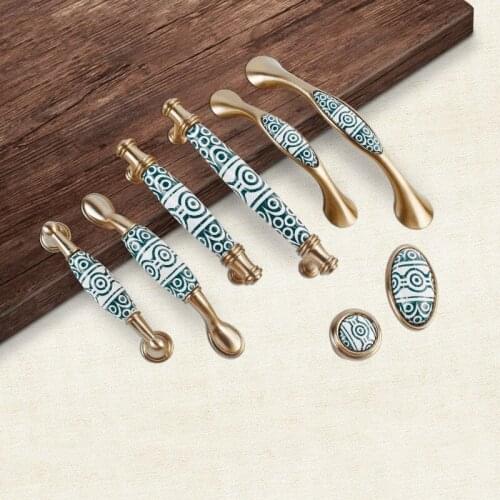 Floral Pattern Ceramic Drawer Pulls Creative Kitchen Door Cabinet Handles Knobs and Pulls Decoration Furniture Hardware