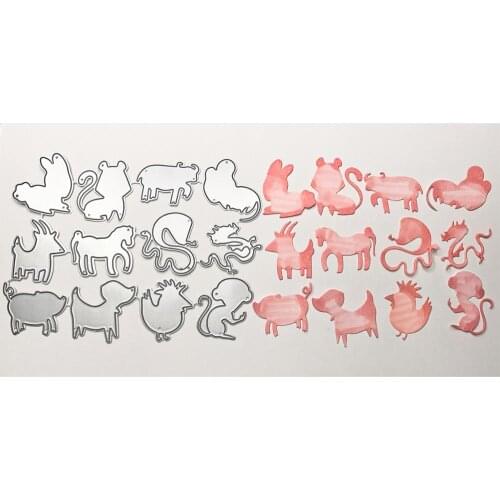 Chinese Traditional Twelve Animals Metal Cutting Dies Silver Stencil For Scrapbooking Paper Cards Crafts New 2019 Embossing