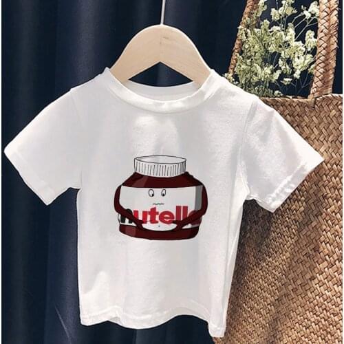 CDJLFH 2020 Kinder Kleidung Unisex Nette Schokolade Sauce Nutella Gedruckt Mädchen Tops Casual Junge T Shirt ,Drop Ship