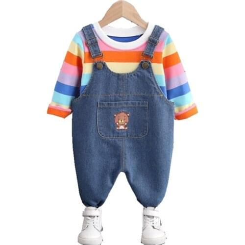 New Spring Autumn Baby Girl Clothes Suit Children Cotton T Shirt Overalls 2Pcs/set Toddler Sports Casual Costume Kids Tracksuits