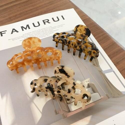 Korean Hair Accessories Large 9cm Grip Tortoiseshell Color Temperament Hollow Out Hair Grip Womens Plate Hairpin