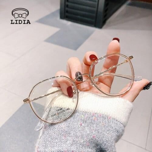 2021 New Fashion Round Myopia Glasses Women Men Oversized Eyeglasses Frames 0 -1.0 -1.5 -2.0 To -6.0 Anti-blue Clear Glasses