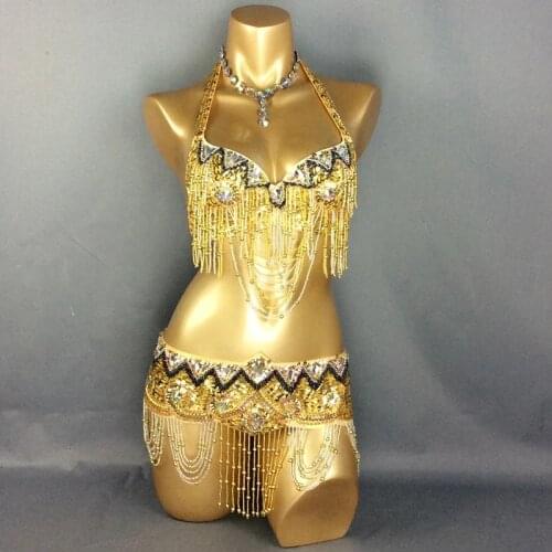 Hot Sale Womens belly dance costume Set Sexy Carnival Costume Outfits Sequins belly dancing clothes BRA Belt bellydance Wear