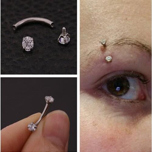 LOT50pcs Free Shippment Body Piercing Jewelry - CZ Gems Eyebrow Tragus Bar Piercing Curved Barbells 16g Eyebrow Piercing NEW