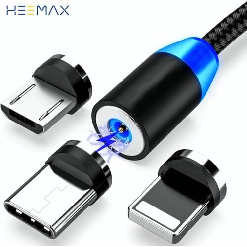 HEEMAX Magnetic USB Cable Fast Charging Micro USB Type C Cable Magnet Charger LED Data Charge Cable Mobile Phone Cable USB Cord