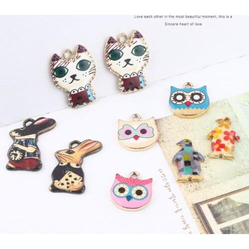 Cute cartoon animals shape alloy drop oil charms 50pcs/lot diy jewelry necklace/earring pendant accessory