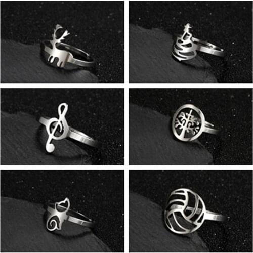 Stainless Steel Tree of Life Elk Music Symbol Signet Ring Classic Mens Viking Wedding Couple Ring Nordic Jewelry Steampunk 2021