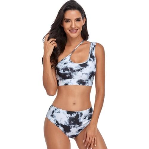 2021 New Fashion Swimwear Sexy Tie-dye Printed High Waist Bikini Beach Swimsuit Female Push-up Bikini