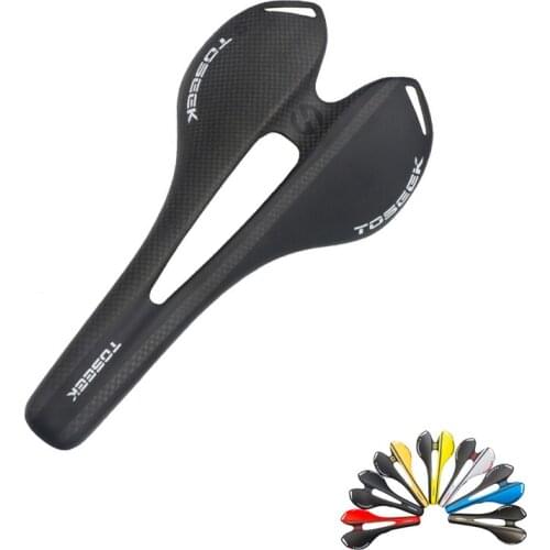 TOSEEK 2021 New Saddle 3K Carbon Fiber Mountain Bike Road Bicycle Seat Mat Breathable Cycling Cushion Long Service Waterproof