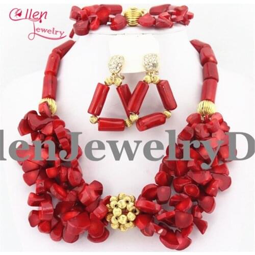 New African Beads Jewelry Set Nigerian wedding beads necklace set Crystal Beaded Jewelry Sets W9891