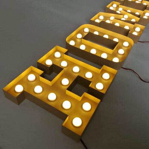 Custom Popular Vintage HOME Marquee Letters Led Channel Letter Metal Marquee Letter Lights Shopfront Cinema Bar Indoor Outdoor