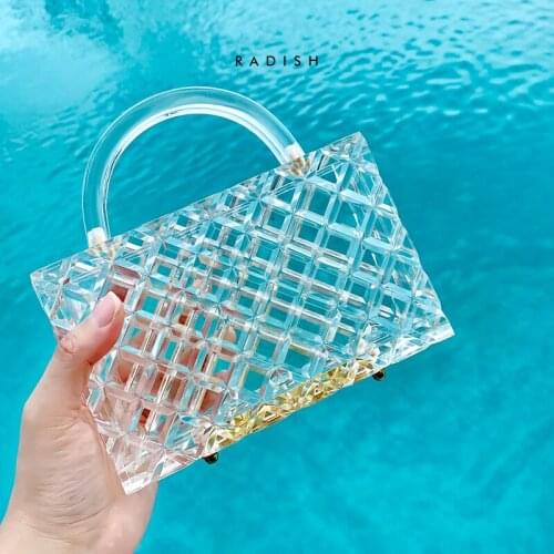 Transparent totes bag Clear acrylic ice box bag women girl summer vintage retro evening wedding party clutch purse handbag 2020