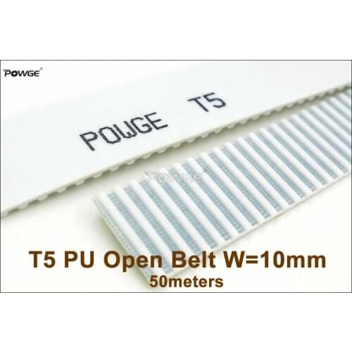 POWGE 50meters T5 10 PU Open Timing Belt Width=10mm Pitch=5mm Fit T5 Pulley T5-10 AT5 Belt For CNC RepRap 3D Printer