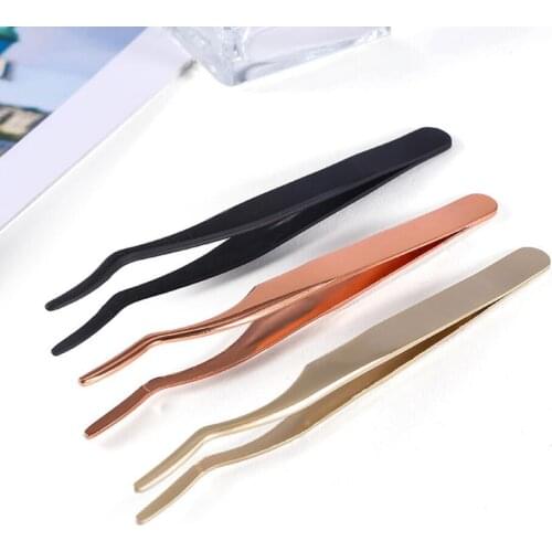 Pink Black False Eyelash Fake Eye Lash Tweezers False Eyelash Applicator Remover Nipper Tweezer Clip Makeup Tool