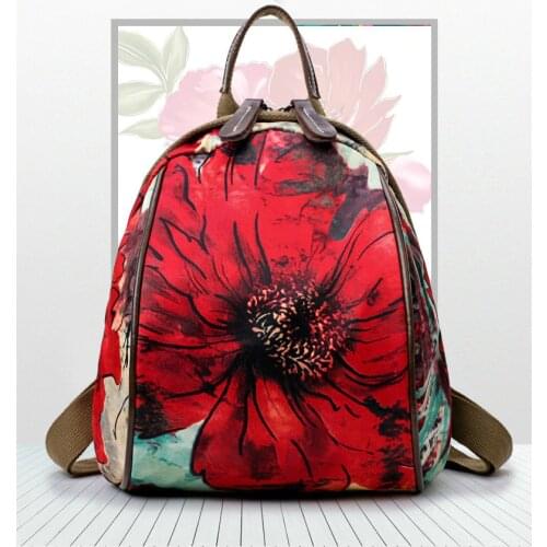 2019 New Womens Backpack High Quality Youth Waterproof Oxford Flower Pendant Backpack Suitable For Girls And Women Multi-functi