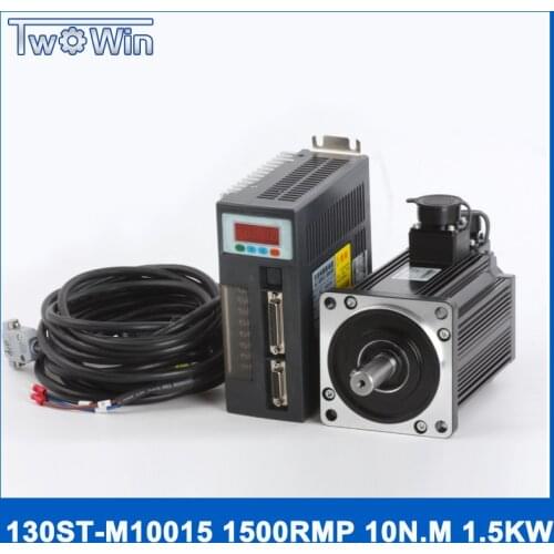 1.5kw 6.0A 10Nm 1500rpm ac servo motor 130ST-M10015 and servo drive system with cable